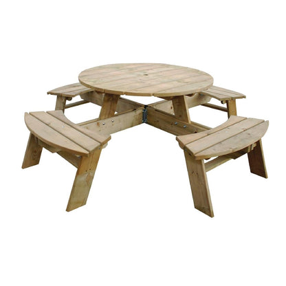 CG097 Rowlinson ronde houten picknicktafel 200(Ø)cm