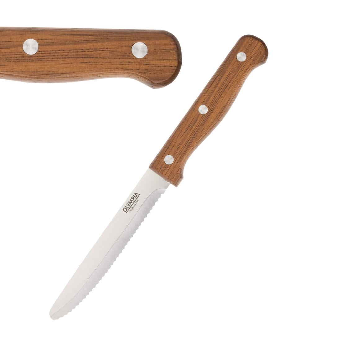 CS717 Olympia steakmessen met ronde punt hout (12 stuks)