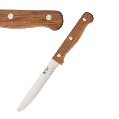 CS717 Olympia steakmessen met ronde punt hout (12 stuks)