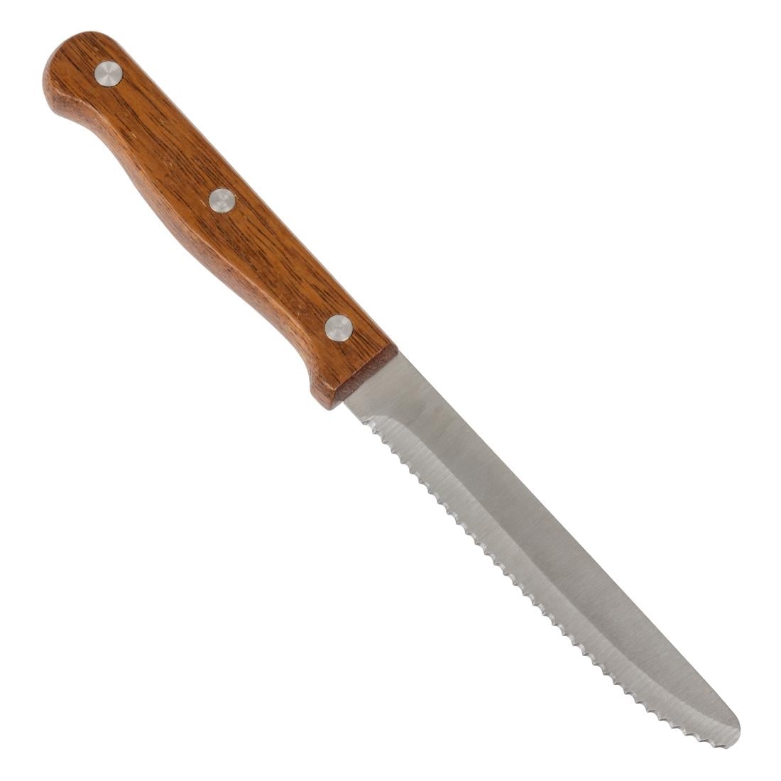 CS717 Olympia steakmessen met ronde punt hout (12 stuks)