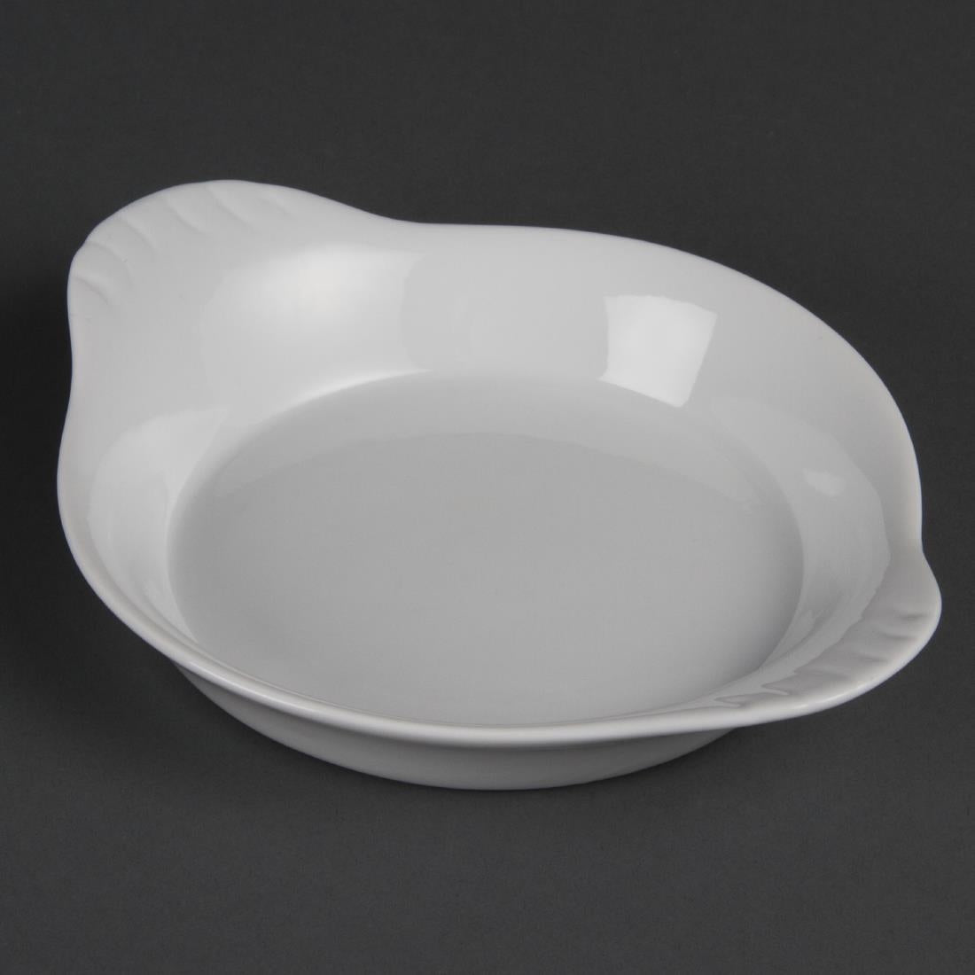W444 Olympia Whiteware ronde gratineerschalen met handvatten 19,2cm (6 stuks)