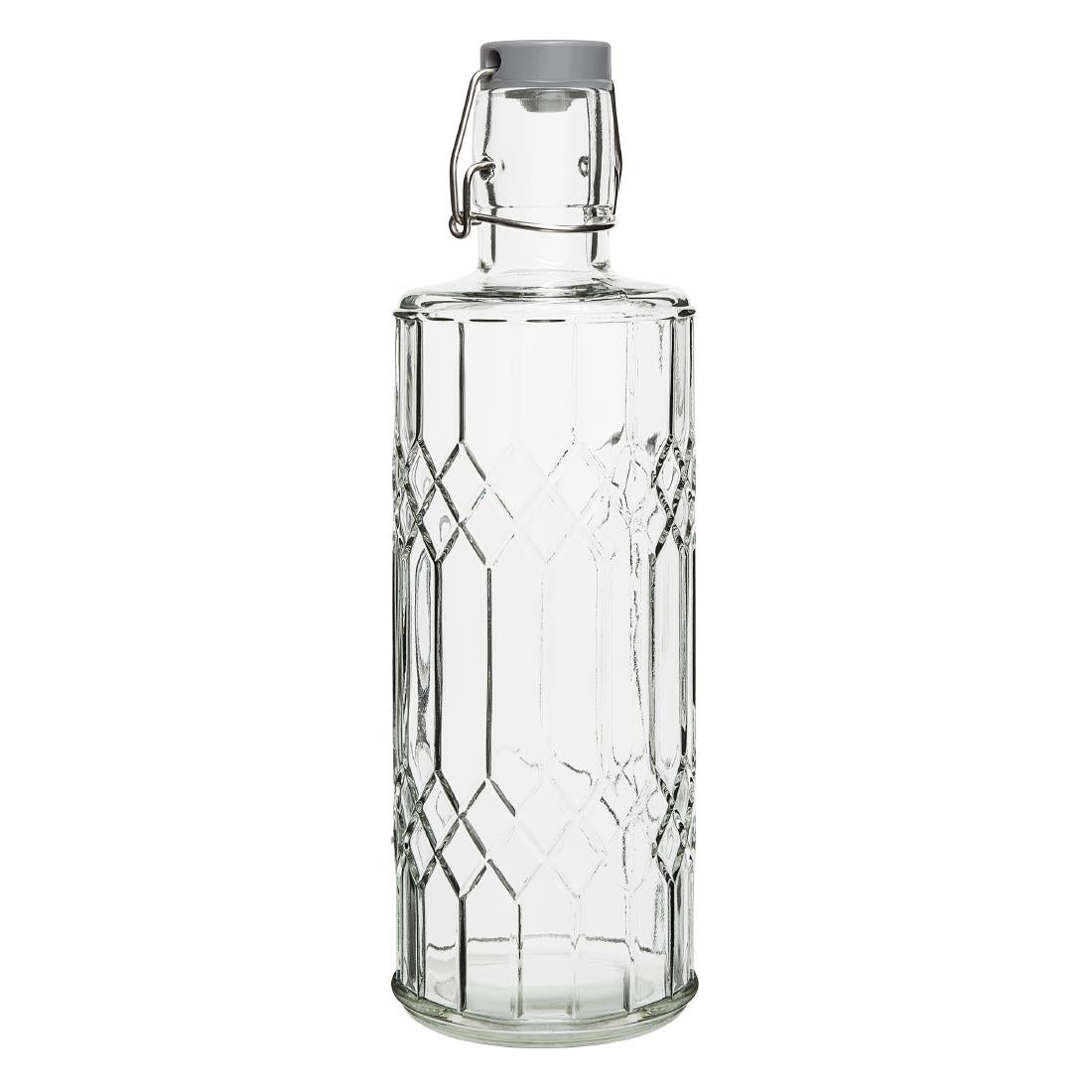 DN816 Olympia geo glazen waterfles met stop 1 liter (6 stuks)
