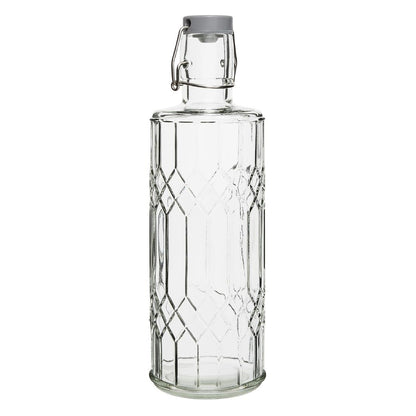 DN816 Olympia geo glazen waterfles met stop 1 liter (6 stuks)