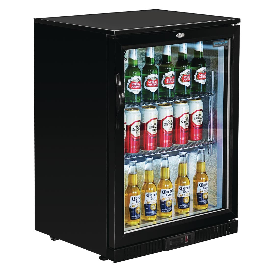 GL011 Polar G-serie laag model gekoelde bardisplay met klapdeur zwart 128L