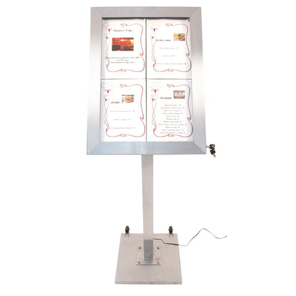 DP704 Securit RVS Gekleurd LED 4XA4 display met paal en voet