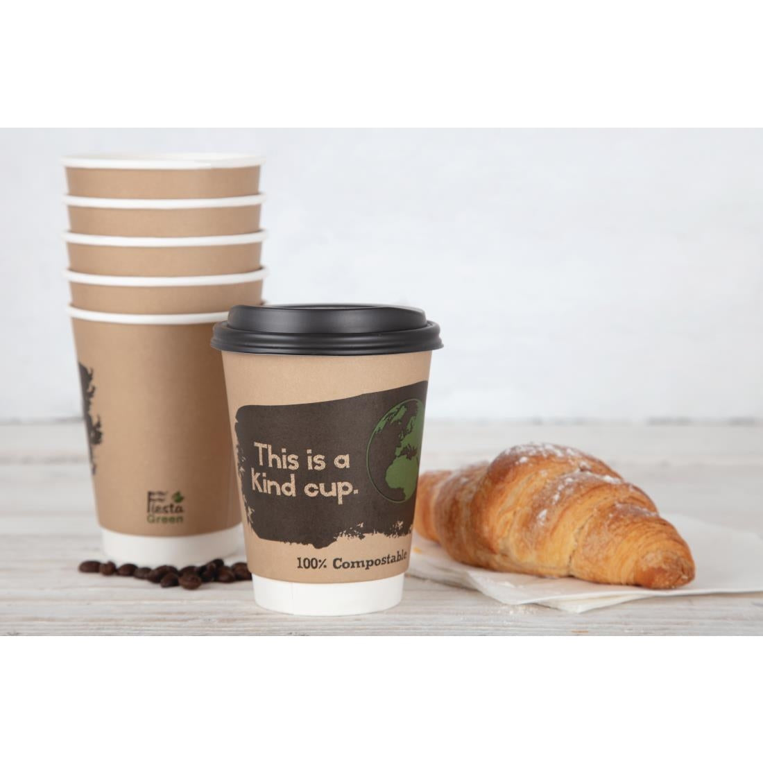 DY987 500 Fiesta Compostable composteerbare dubbelwandige koffiebekers 35,5cl (500 stuks)