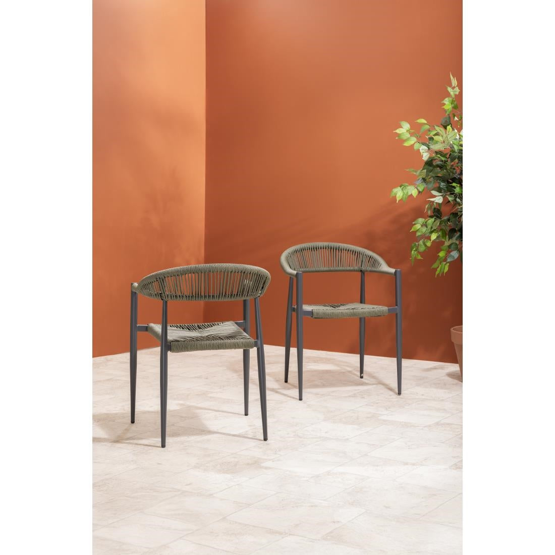 HZ592 Bolero Eden PE gevlochten rattan outdoor armstoelen groen (4 stuks)