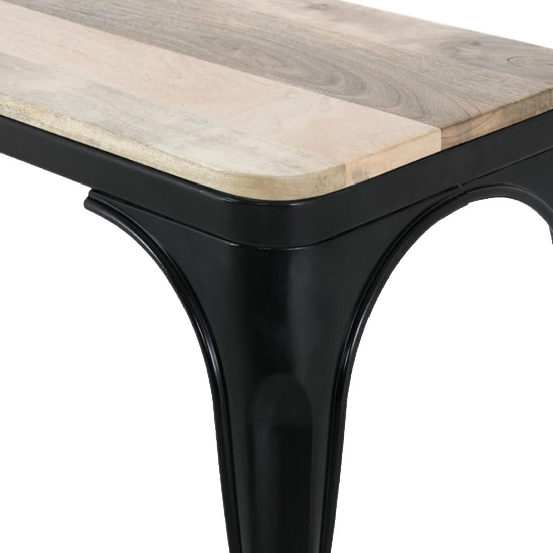 HZ814 Bolero Bistro Bank Van Mangohout En Zwarte Poten 1000mm (2 stuks)