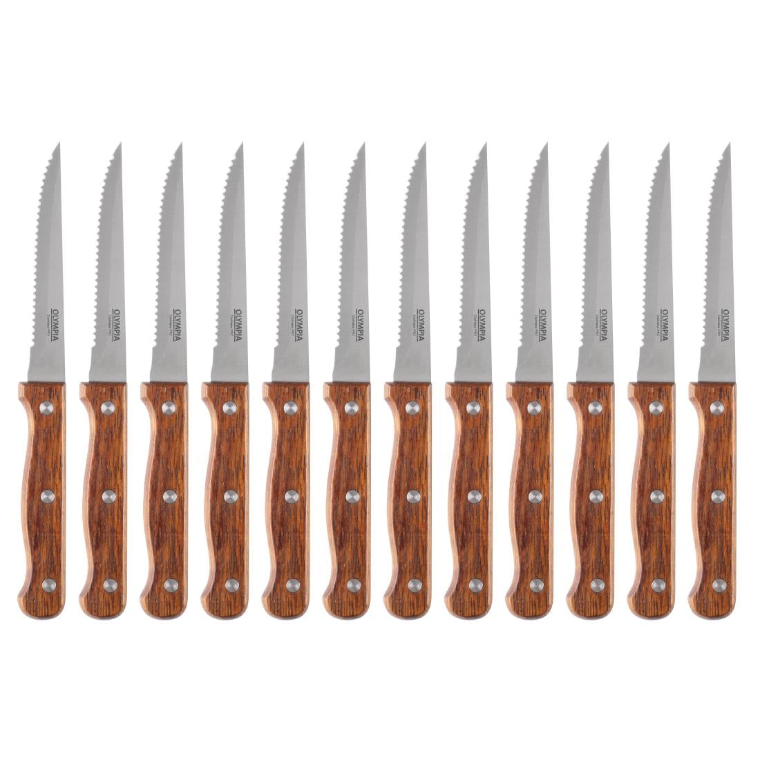 C136 Olympia steakmes houten heft 21,5cm (12 stuks)