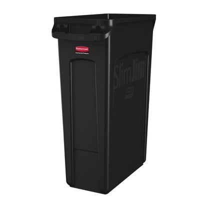CP653 Rubbermaid Slim Jim afvalbak met ventilatiekanalen zwart 87Ltr