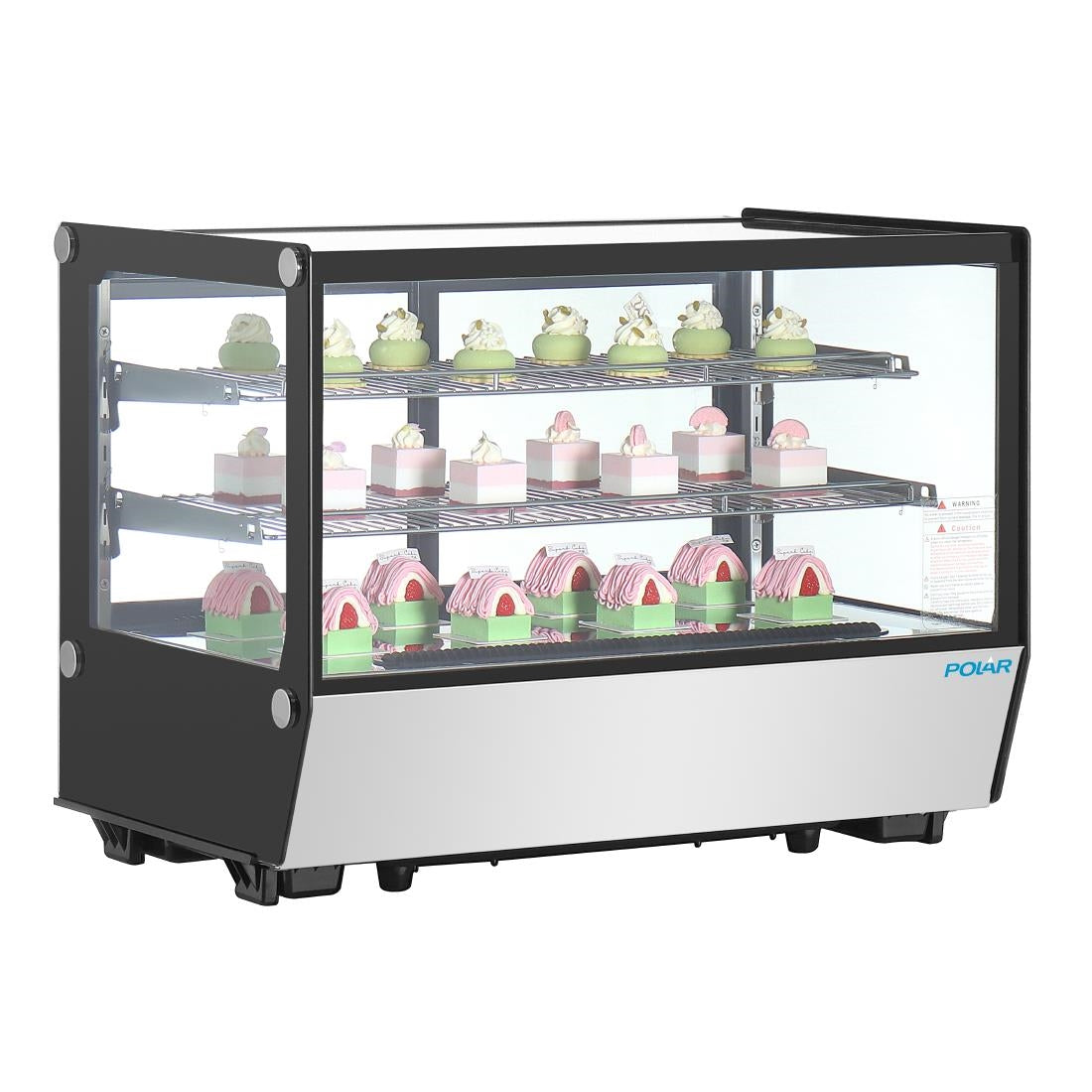 PG004 Polar G-Serie aanrecht model Display Koelkast Zwarte Vierkante Glas 160Ltr