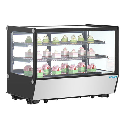 PG004 Polar G-Serie aanrecht model Display Koelkast Zwarte Vierkante Glas 160Ltr