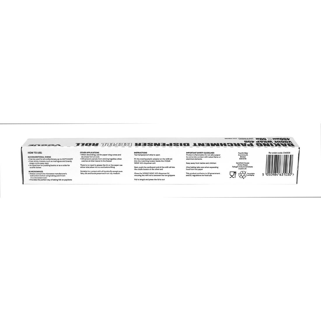 CW205 Bakpapier navulling voor Vogue Wrap450 dispenser (3 stuks)