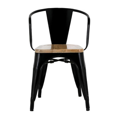 HZ804 Bolero Bistro Curve Armstoelen met Houten Zitting Zwart (4 stuks)