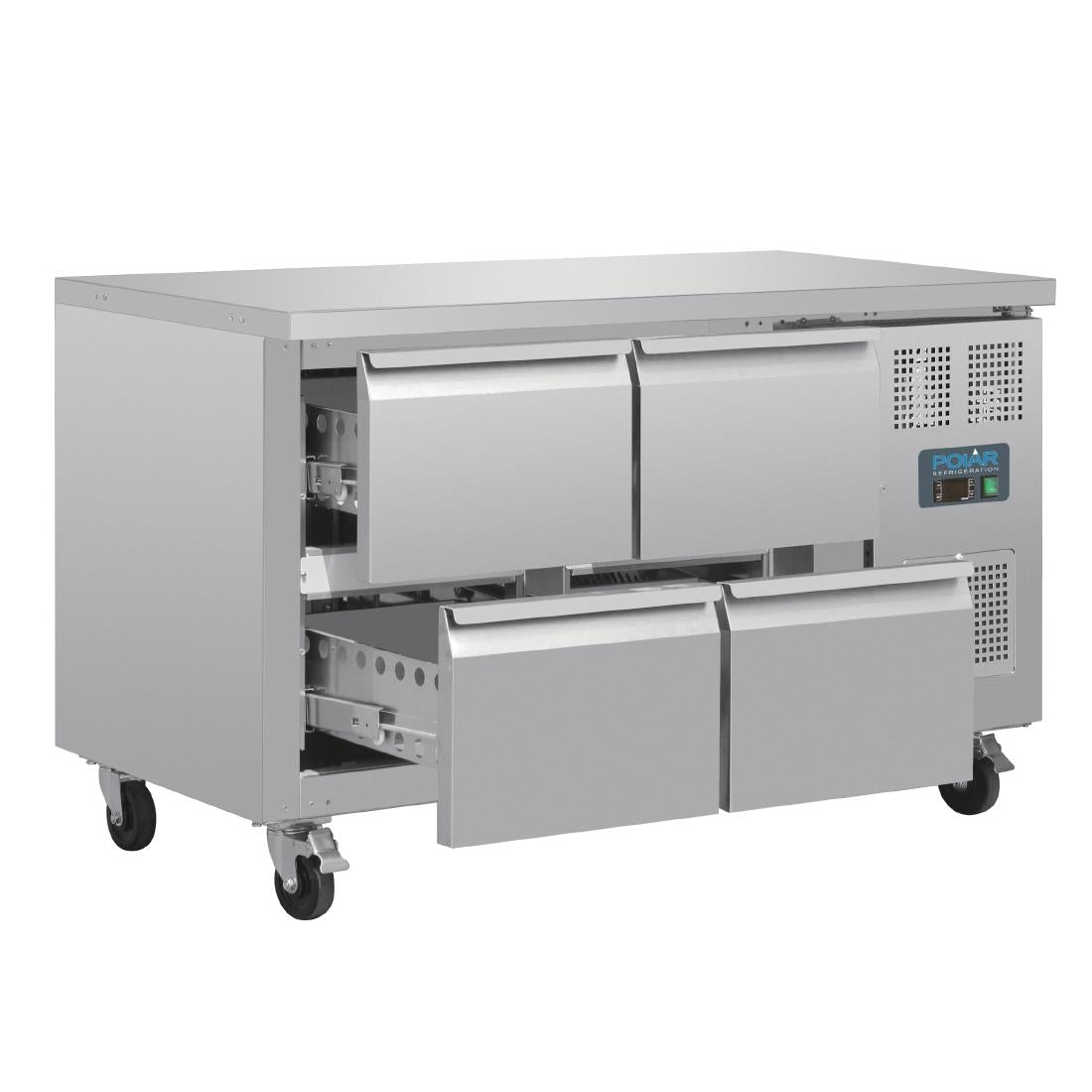 DA547 Polar U-serie geventileerde gekoelde GN werkbank met 4 laden