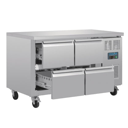 DA547 Polar U-serie geventileerde gekoelde GN werkbank met 4 laden