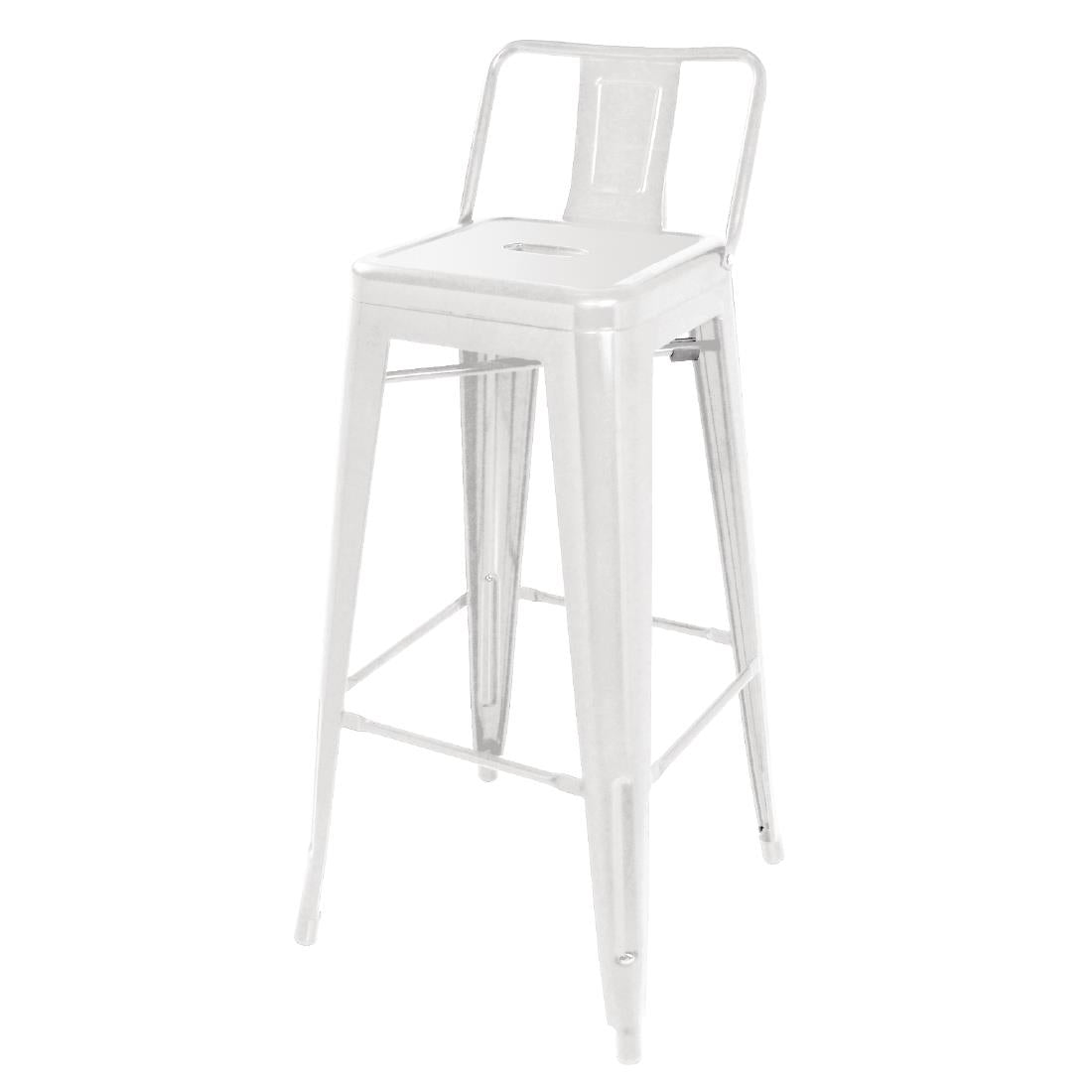DL890 Bolero Bistro Stalen Hoge Kruk Met Rugleuning Wit (4 Stuks)