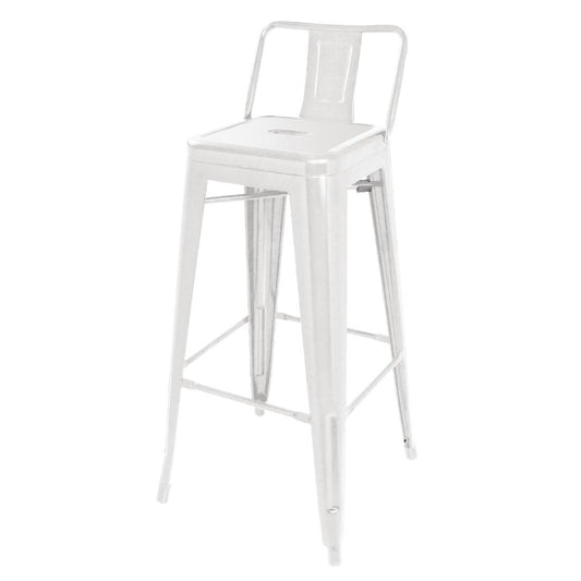 DL890 Bolero Bistro Stalen Hoge Kruk Met Rugleuning Wit (4 Stuks)