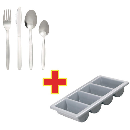 S274 SPECIALE AANBIEDING Combi deal x240 Kelso bestekset met bestekbak (240 stuks)