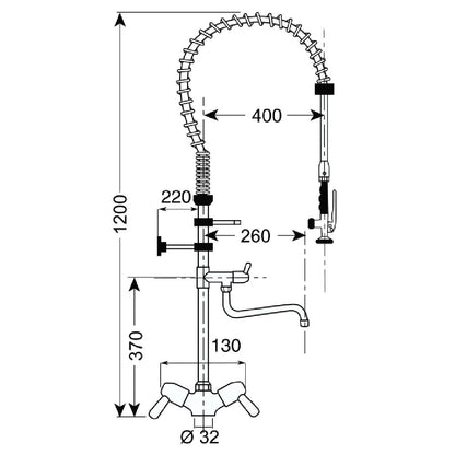 CY797 Gastro M voorspoeldouche monobloc hoog model met zwenkkraan