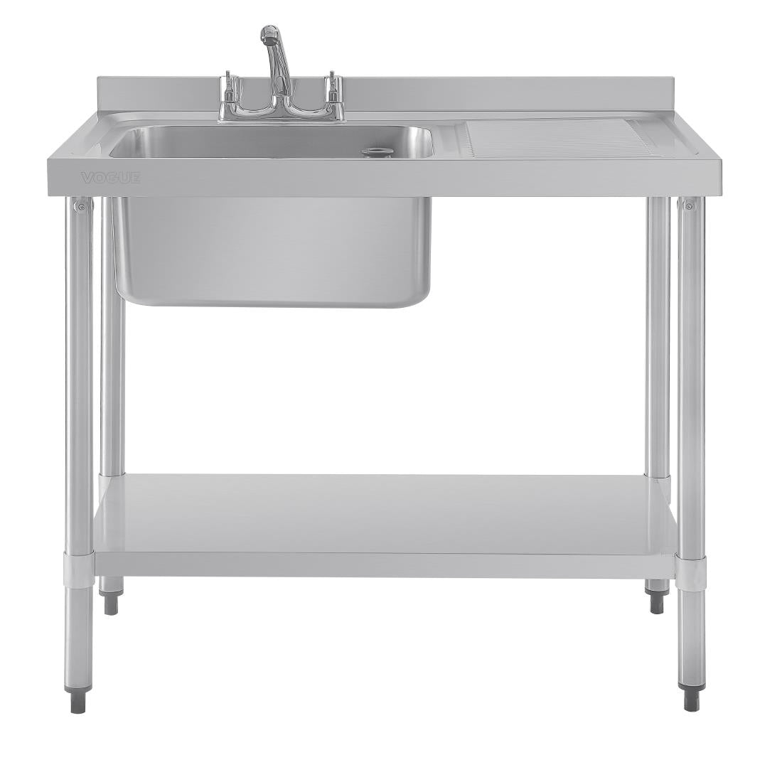 DY820 Vogue RVS spoeltafel enkele spoelbak aan linkerzijde 100x60cm