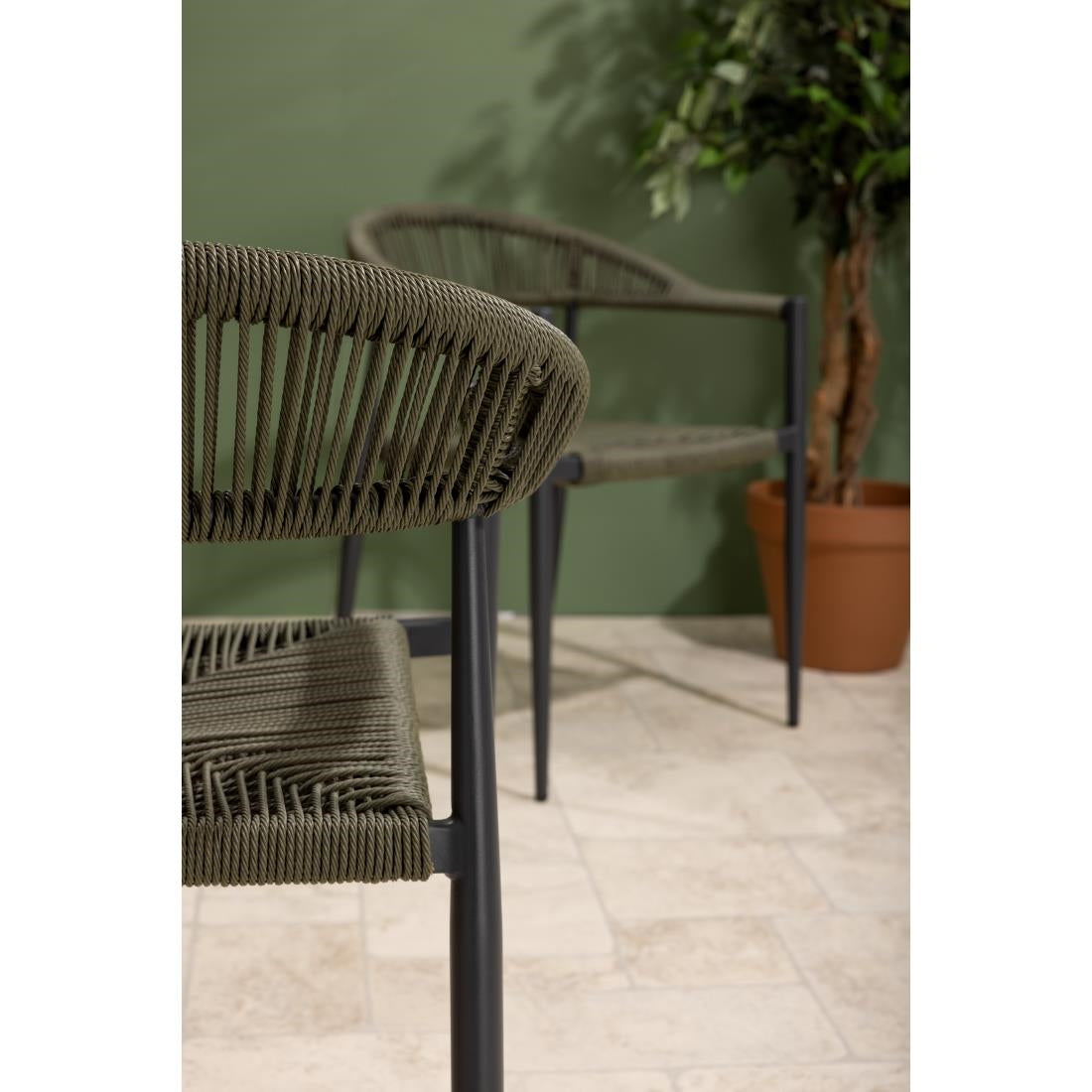 HZ592 Bolero Eden PE gevlochten rattan outdoor armstoelen groen (4 stuks)