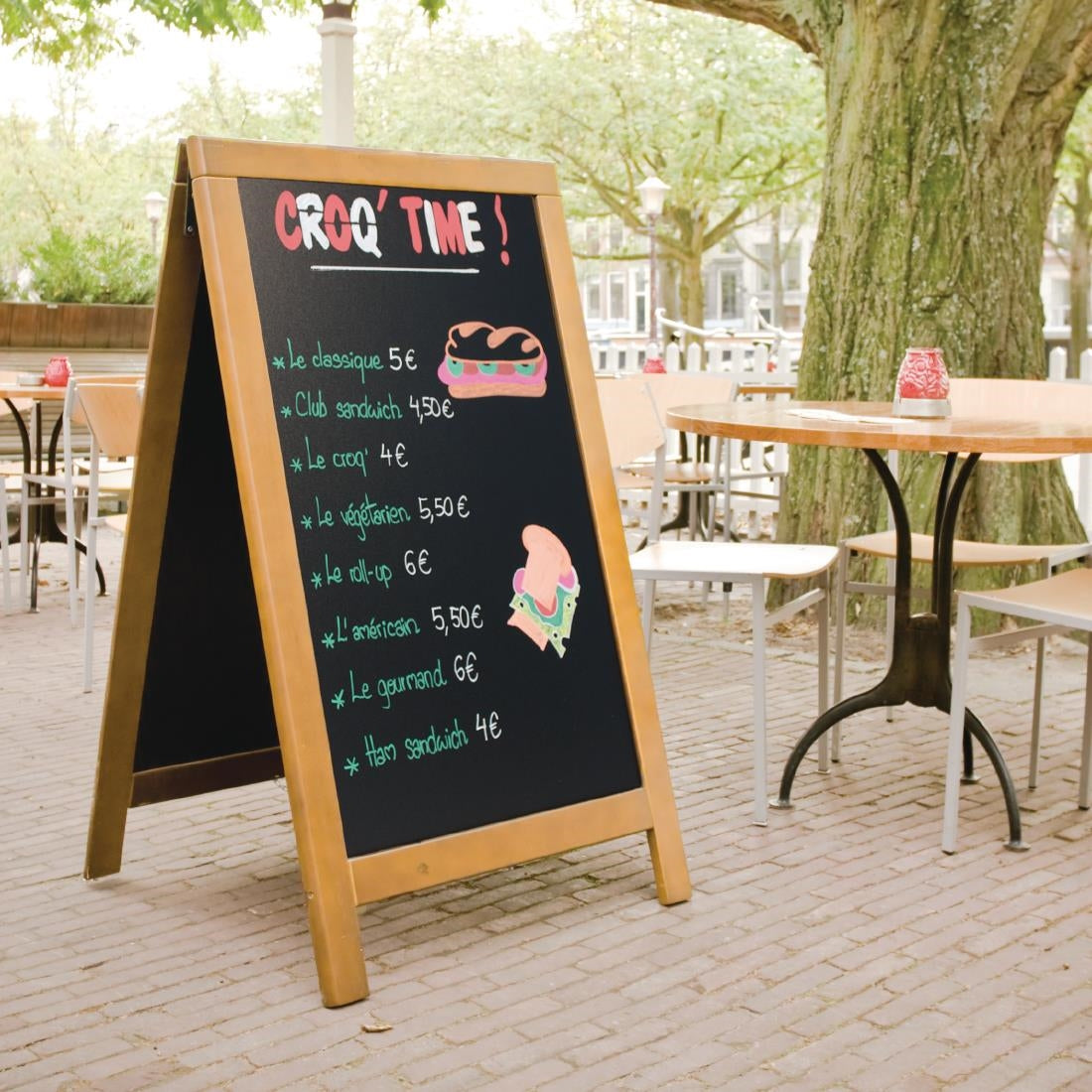 CE415 Securit Duplo teakhouten stoepbord 120x68cm