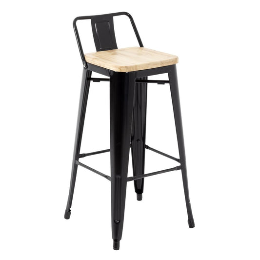 FB623 Bolero Bistro hoge barstoel met houten zitting zwart (4 stuks)