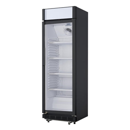 CJ794 Nisbets Essentials Rechtopstaande Display Koeling met Lichtbak 346Ltr