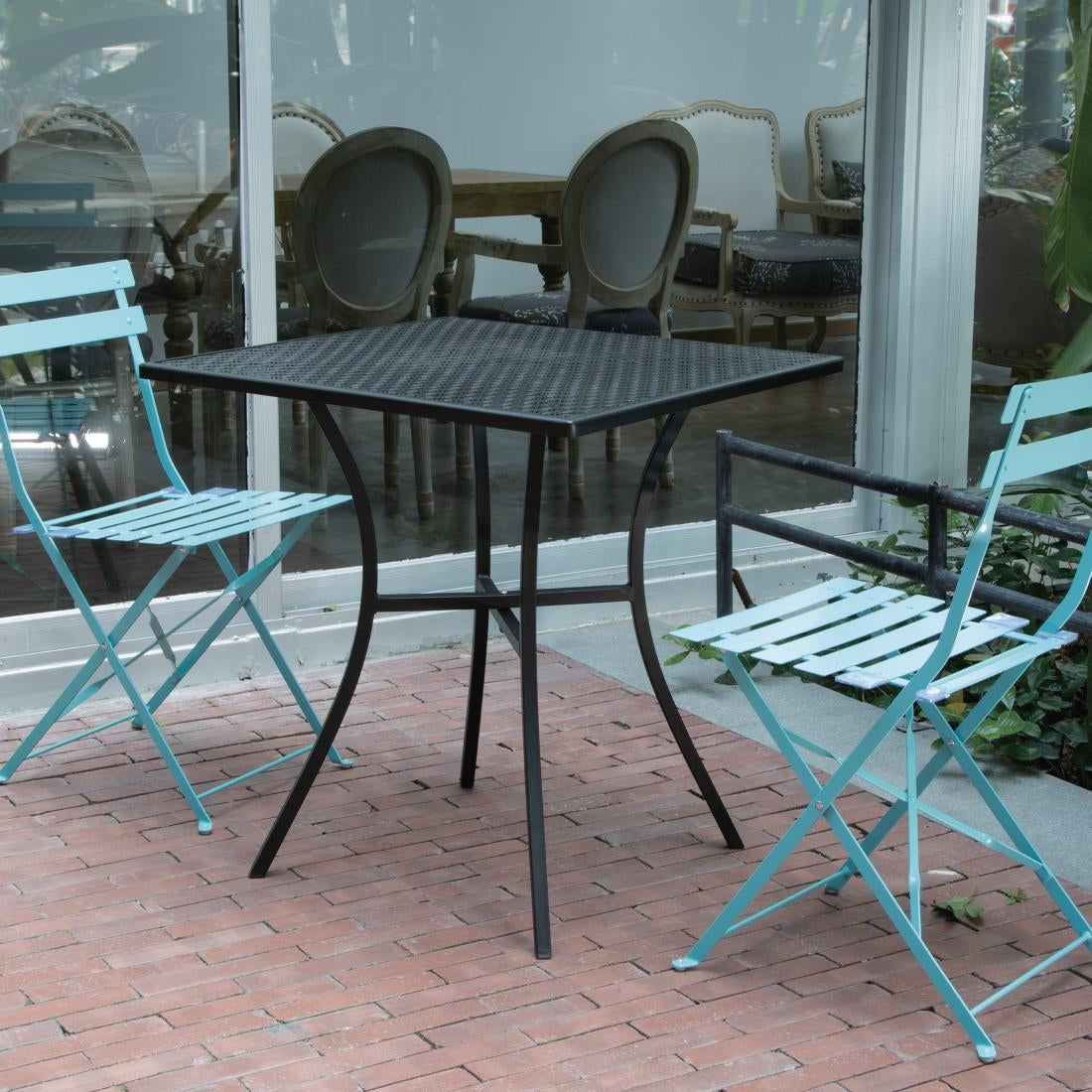 GG706 Bolero vierkante stalen bistro tafel zwart 70cm