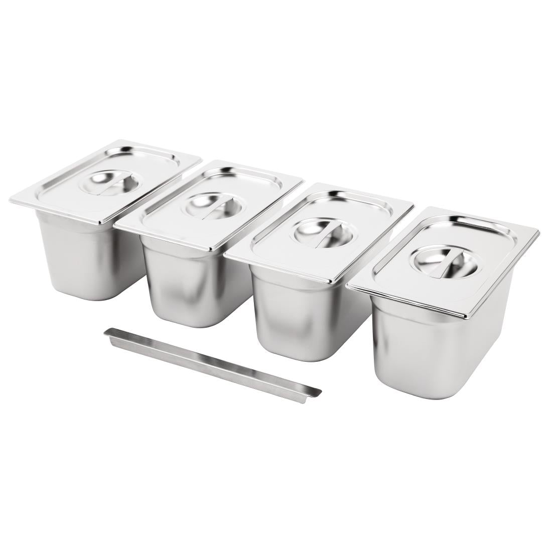 SA247 Vogue RVS Gastronorm Bakken Set 4x 1/4 Met Deksels