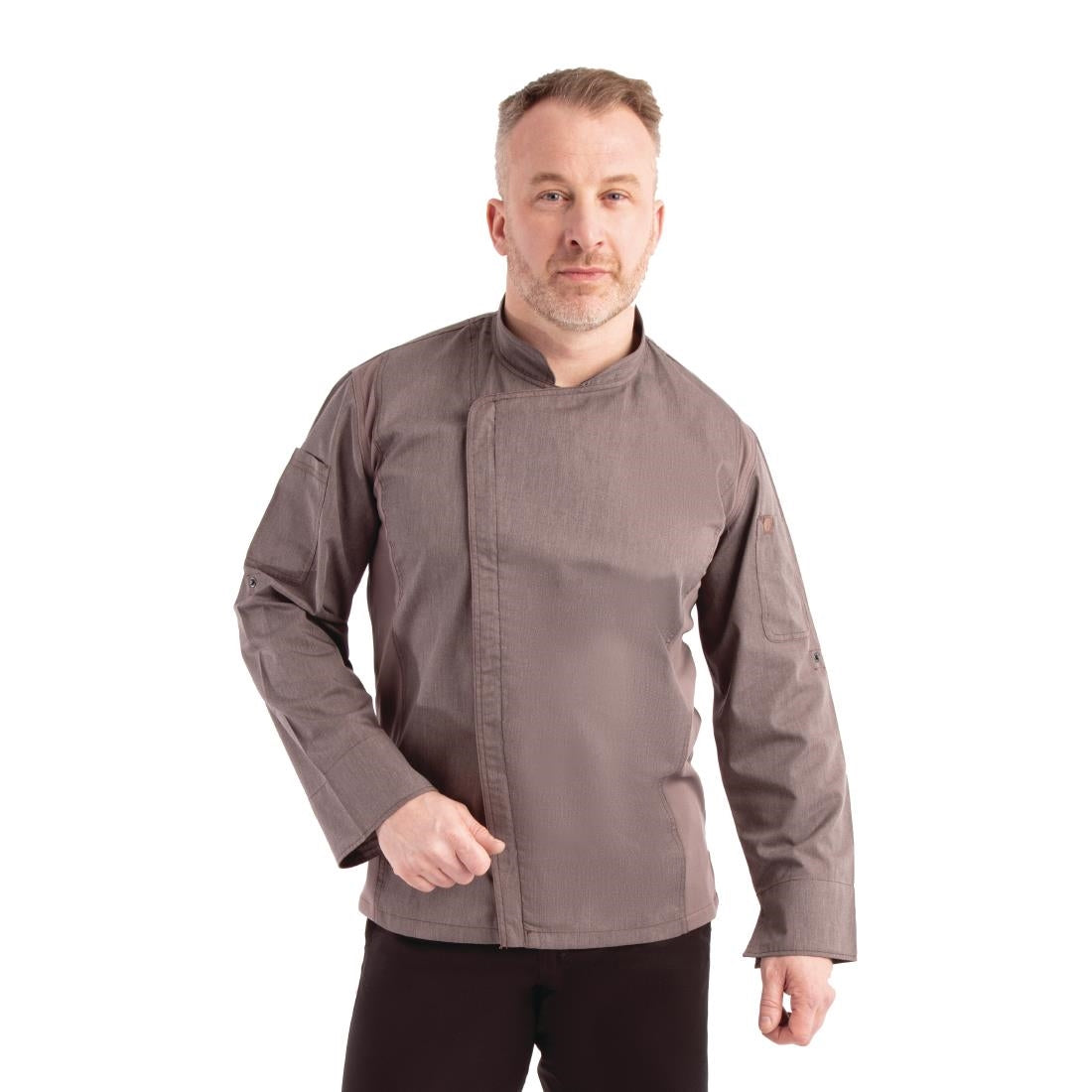 BB263-S Chef Works Urban Hartford unisex koksbuis met rits lange mouw grijs S