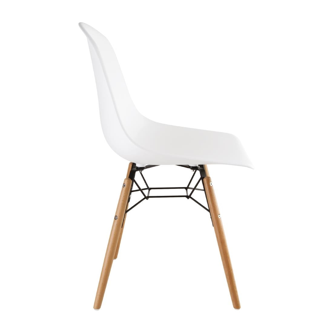 DM840 Bolero Arlo polypropyleen stoelen met houten poten wit (2 stuks)