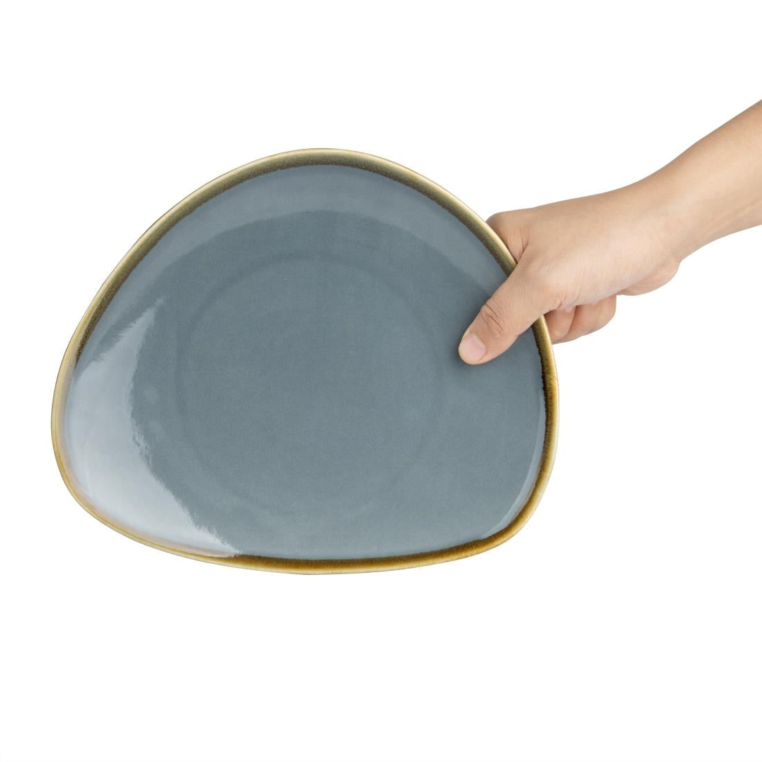 GP342 Olympia Kiln Driehoekige Borden Blauw 23cm (6 Stuks)