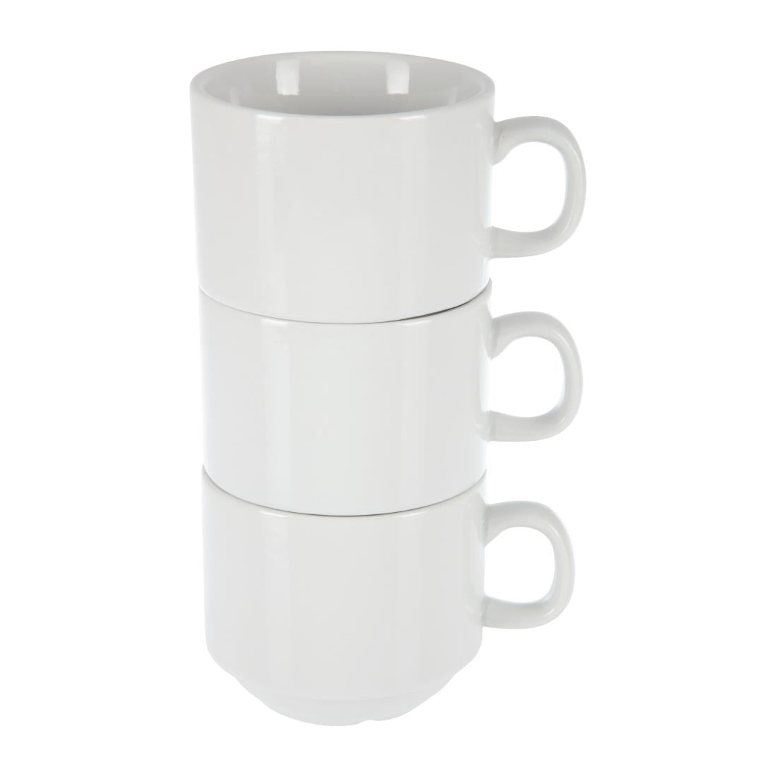 CB467 Olympia Whiteware stapelbare theekopjes 200ml (12 stuks)