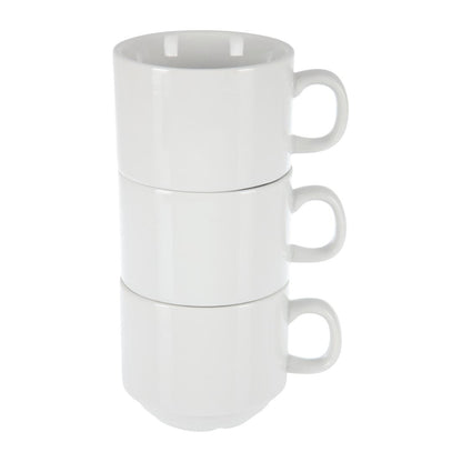 CB467 Olympia Whiteware stapelbare theekopjes 200ml (12 stuks)