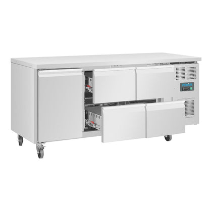 UA020 Polar U-serie koelwerkbank 1 deur 4 lades 358Ltr