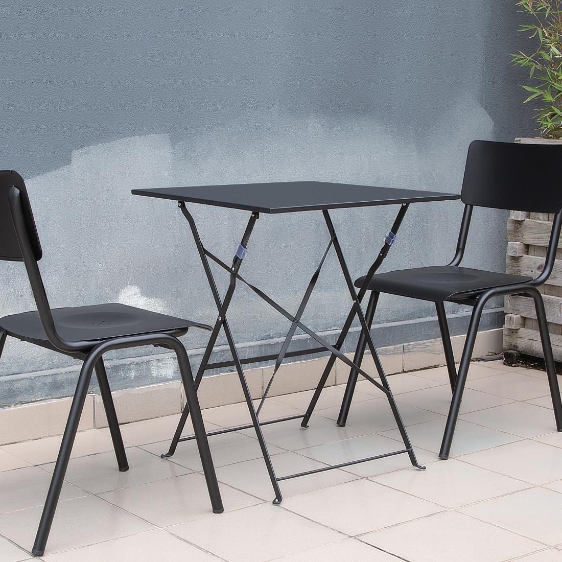 GK989 Bolero vierkante stalen klaptafel zwart 60cm