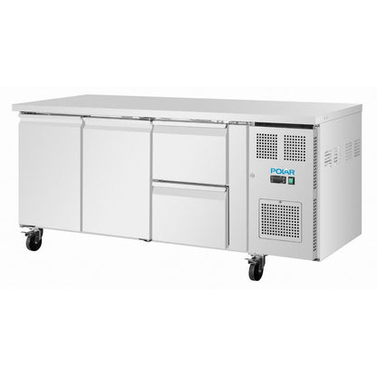 UA109 Polar U-Series koelwerkbank met 2 deuren en 2 laden 242Ltr