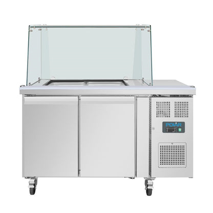 UA017 Polar U-serie tweedeurs saladette met vierkant kuchscherm