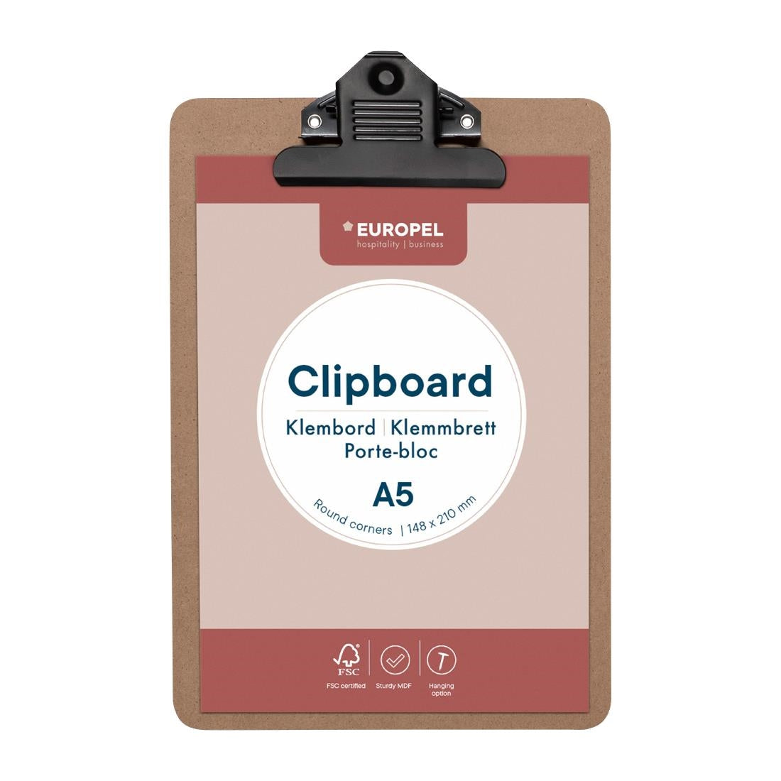 HU469 Europel Klembord A5 Portret Hout 148 x 210 Mm