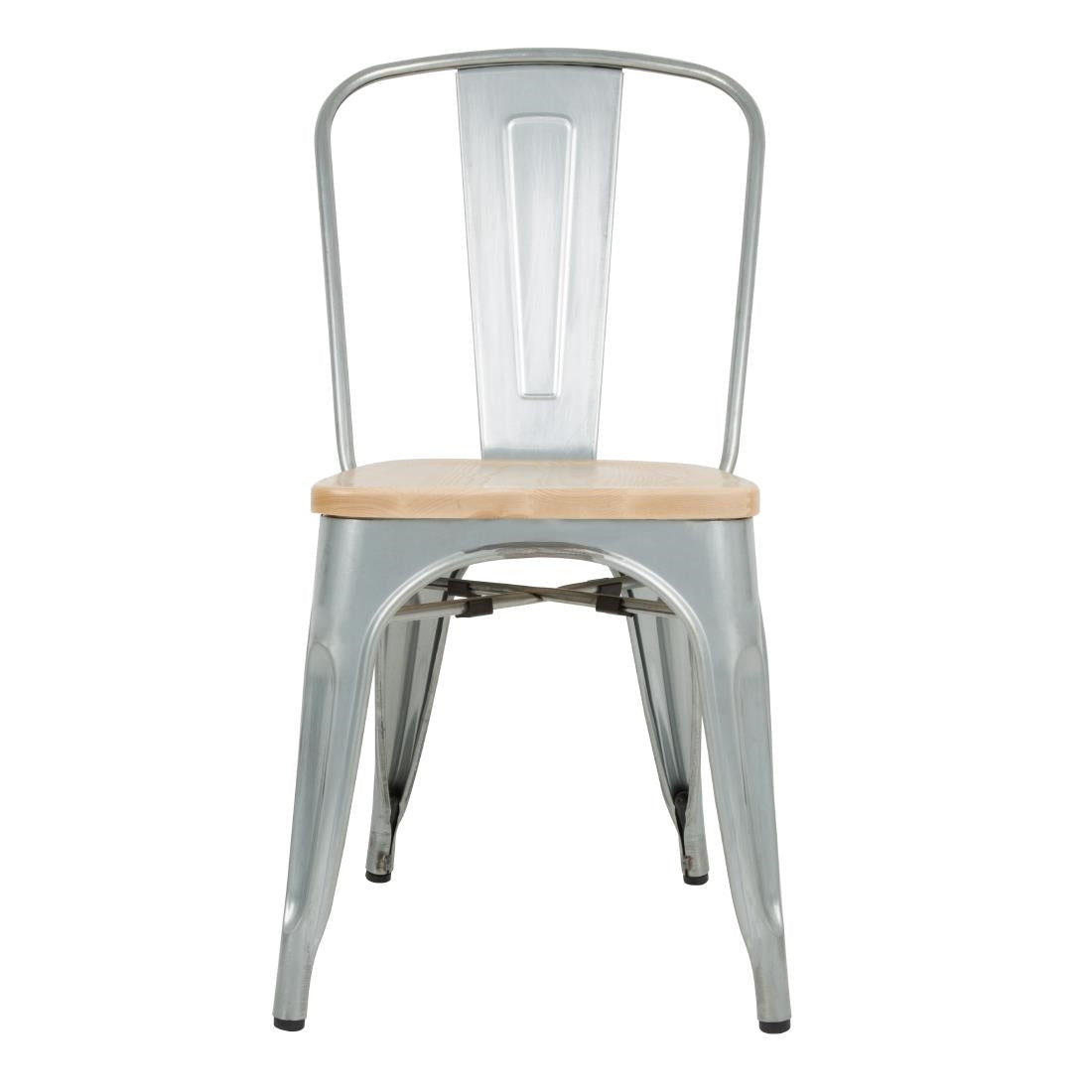 GM642 Bolero Bistro gegalvaniseerd stalen stoelen met houten zitting (4 stuks)