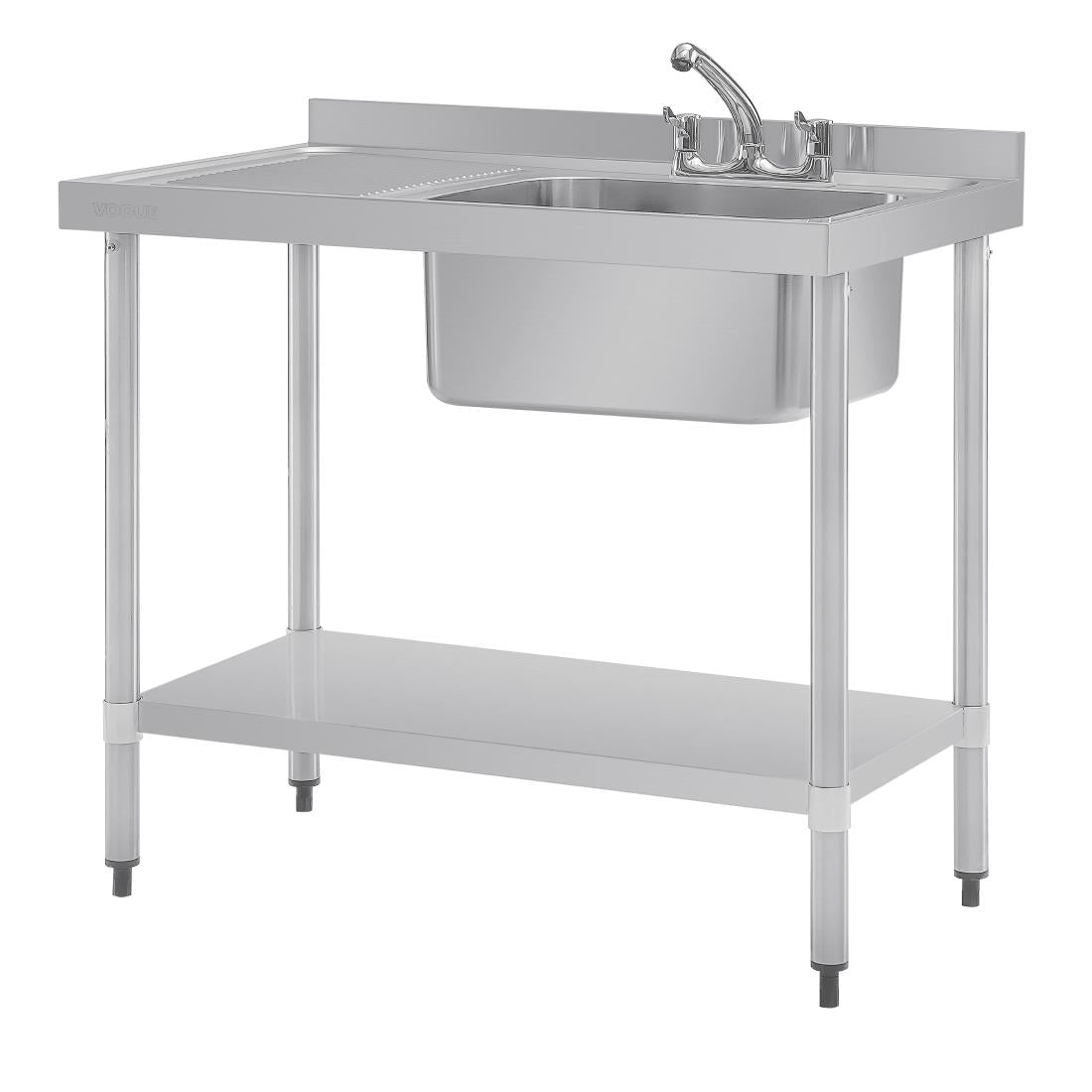DY821 Vogue RVS spoeltafel enkele spoelbak aan rechterzijde 100x60cm