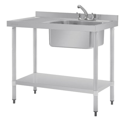DY821 Vogue RVS spoeltafel enkele spoelbak aan rechterzijde 100x60cm