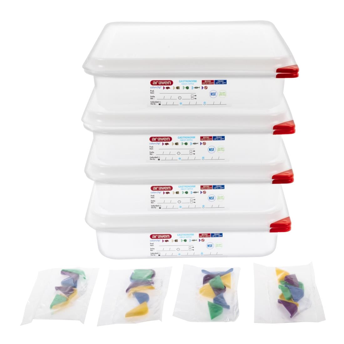 GL261 Araven GN 1/2 voedseldoos met deksel 4Ltr (4 stuks)