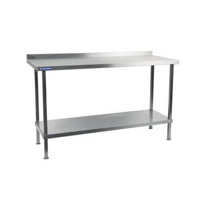 DR022 Holmes roestvrijstalen wandtafel met opstand 1200 mm