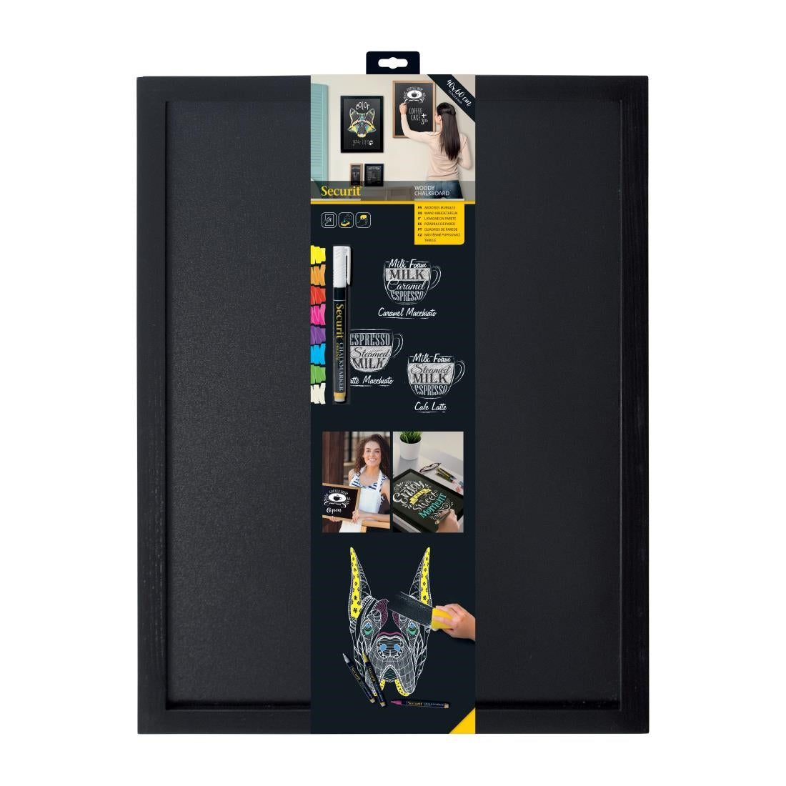 CU917 Securit Woody krijtbord, inclusief witte krijtstift en montageset