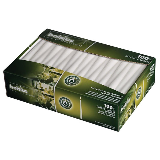 P960 Bolsius gotische dinerkaarsen wit (100 stuks)