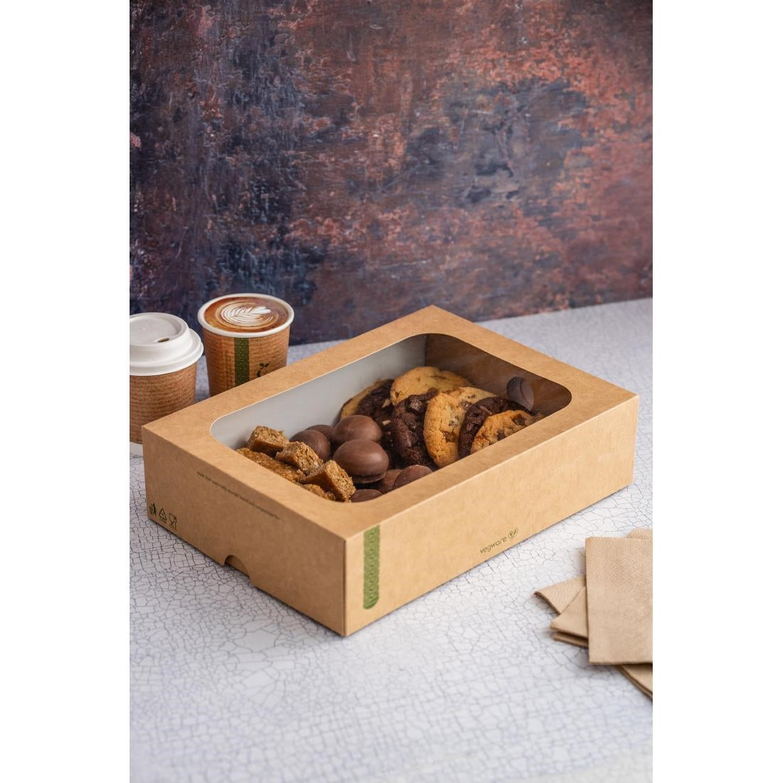 FD386 Vegware composteerbare sandwichboxen met deksel medium (50 stuks)