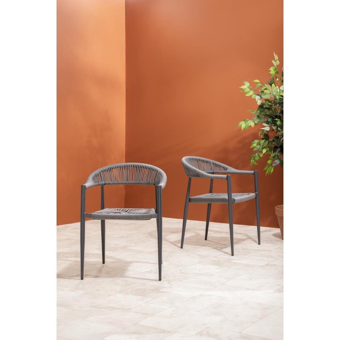 HZ590 Bolero Eden PE gevlochten rattan outdoor armstoelen antraciet (4stuks)